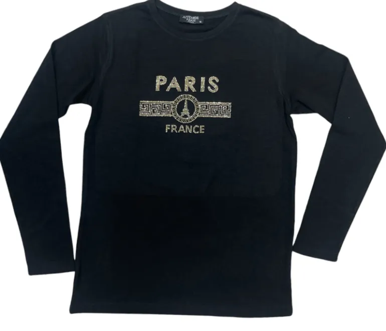 Blusa Manga Longa Preta Paris
