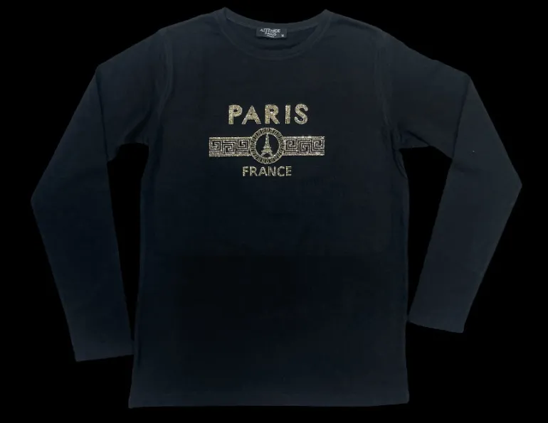 Blusa Manga Longa Preta Paris