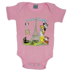 Body cor de rosa Paris Torre Eiffel e animais