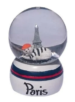 Bola de neve Torre Eiffel "Gato com boina"