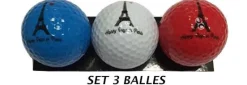 3 bolas de golfe Torre Eiffel tricolor