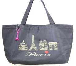 Bolsa Paris Monumentos preta e dourada