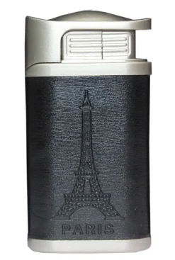 Briquet cuir et métal noir Paris