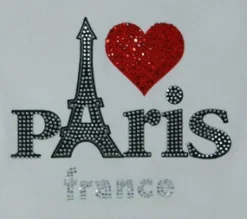 Camiseta feminina Paris coraçao strass branca