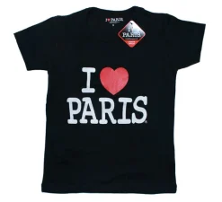 Camiseta feminina preta I love Paris