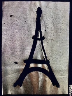 Camiseta feminina Torre Eiffel Paris ouro vintage