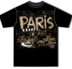 Camiseta preta e bege de Paris