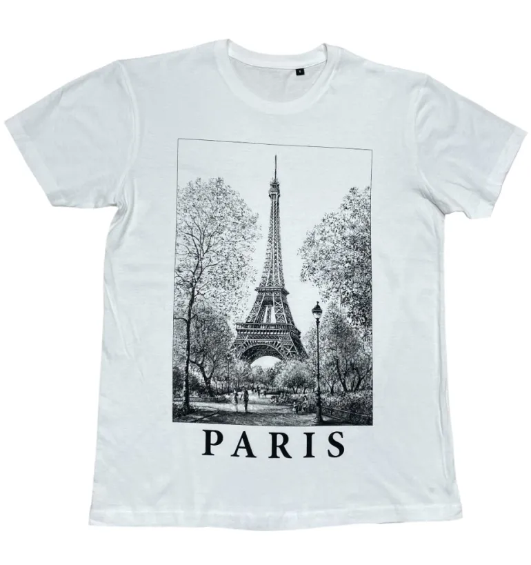 Camiseta Torre Eiffel de Paris em Preto e Branco