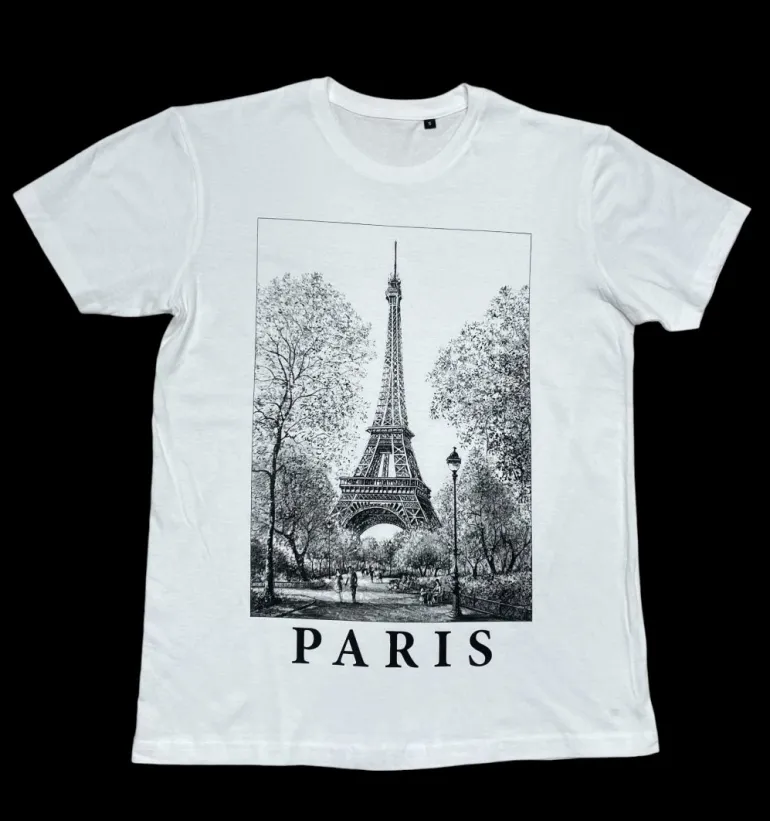 Camiseta Torre Eiffel de Paris em Preto e Branco