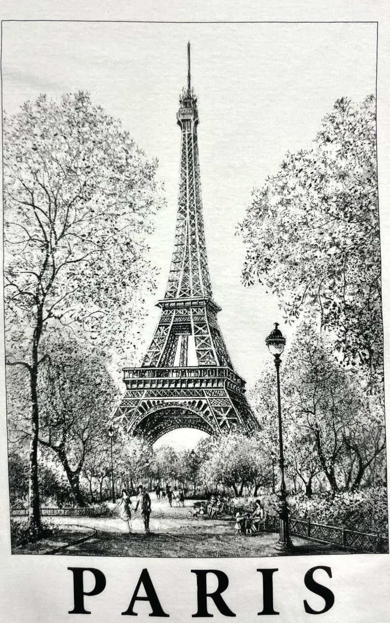 Camiseta Torre Eiffel de Paris em Preto e Branco