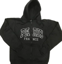 Camisola Paris França bordada cinzento escuro