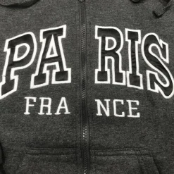 Camisola Paris França bordada cinzento escuro