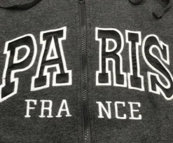 Camisola Paris França bordada cinzento escuro