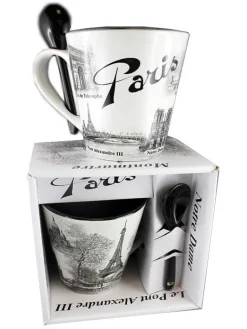 Caneca preto e branco Torre Eiffel de Paris