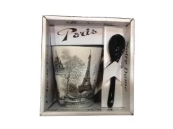 Caneca preto e branco Torre Eiffel de Paris