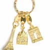Chaveiro Monumentos de Paris dourado