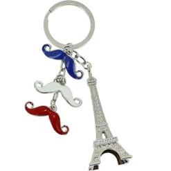 Chaveiro Torre Eiffel bigodes tricolor