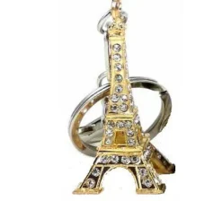Chaveiro Torre Eiffel dourado com strass