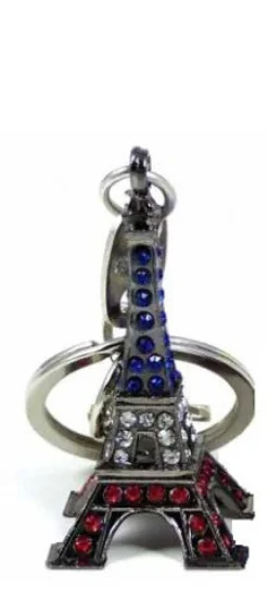Chaveiro Torre Eiffel strass tricolor