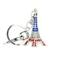 chaveiro Tour Eiffel strass tricolor