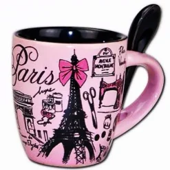 Chávena de café Torre Eiffel cor de rosa
