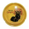 Cinzeiro de porcelana Chat Noir amarelo redondo
