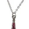 Colar Torre Eiffel prata com strass cor de rosa