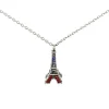 Colar Torre Eiffel prata com strass tricolores