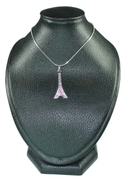 Colar Torre Eiffel strass rosa