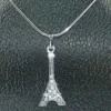 Colar Torre Eiffel strass prateado