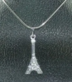 Colar Torre Eiffel strass prateado