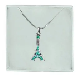 Colar Torre Eiffel strass verdes