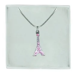 Colar Torre Eiffel strass rosa