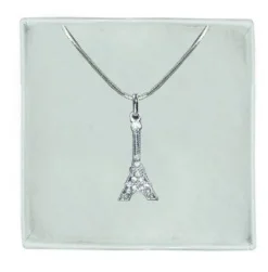Colar Torre Eiffel strass prateado