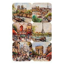 Conjunto de  6 aparadores de copos. Paris romantique
