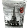 Copo de shot com 4 monumentos de Paris preto e branco