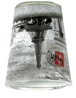 Copo de shot com 4 monumentos de Paris preto e branco