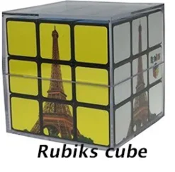 Cubo de Rubik original com a Torre Eiffel
