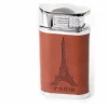 Esqueiro de couro marrom e metal Paris