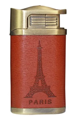 Esqueiro de couro marrom e metal Paris