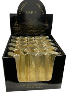 ESQUEIRO FINO METALISADO DOURADO - esqueiro souvenirs Paris
