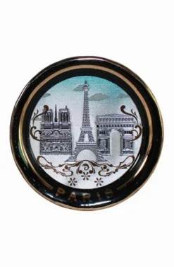 Imã - Prato de porcela monumentos de Paris - Preto