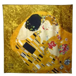 Lenço de seda O Beijo (dourado) de Gustav Klimt