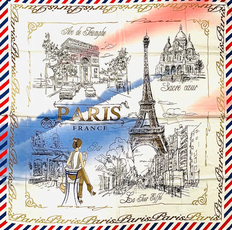 Lenço Paris France la vie en Rose Tricolore