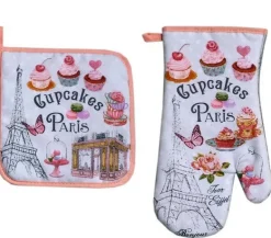Luva e pegador de panela Cupcakes Paris