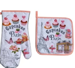 Luva e pegador de panela Cupcakes Paris