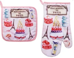 Luva e pegador de panela Torre Eiffel macarrão