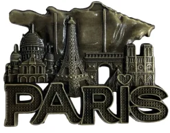Ímã mapa de Paris da França monumento Bronze