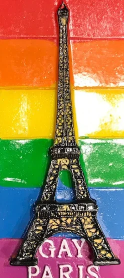 Ímã Torre Eiffel bandeira arco íris 3D