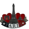 Ímã Torre Eiffel duplo coração Paris Strass 3 monumentos